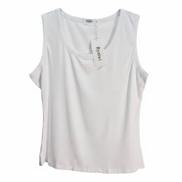 Ryaiwi Tops - Title: NWT | Ryaiwi White Ribbed Tank Top | Scoop Neck | XXL